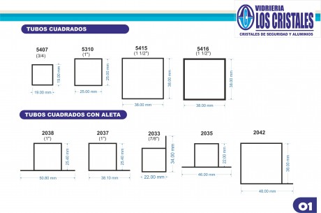 TUBOS CUADRADOS / TUBOS CUADRADOS CON ALETA