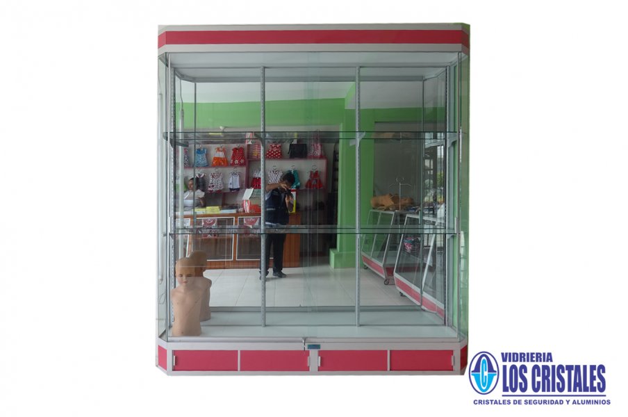 Exhibidor con aluminio dorado